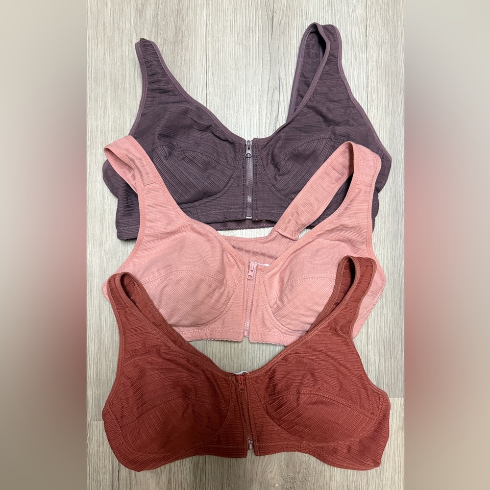 Set of Three Wireless Bras in Earth Tones